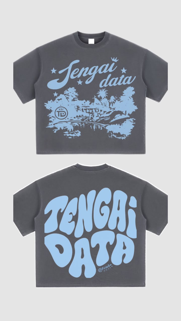 TENGAI DATA Scenic Tee — Grey / Blue