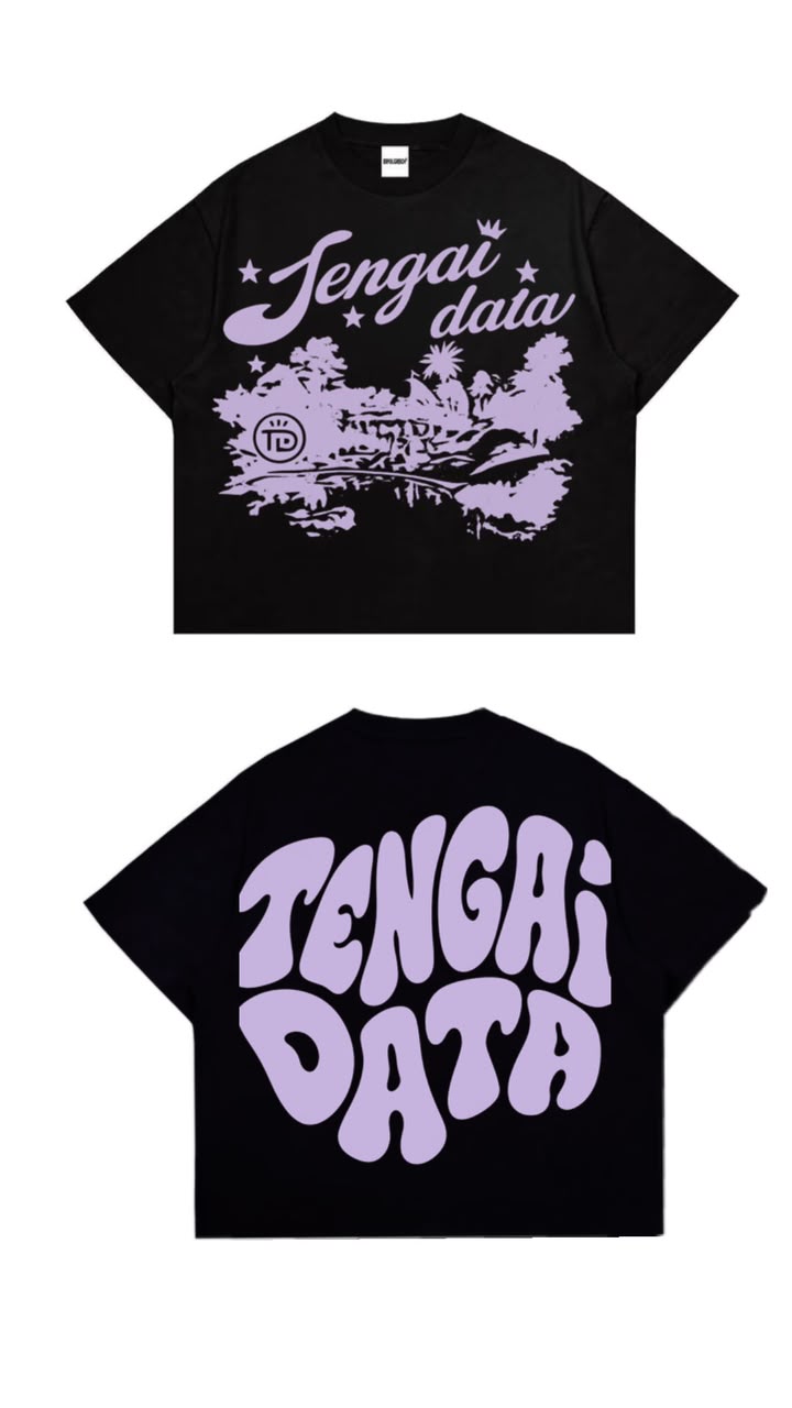 TENGAI DATA Scenic Tee — Black / Lilac